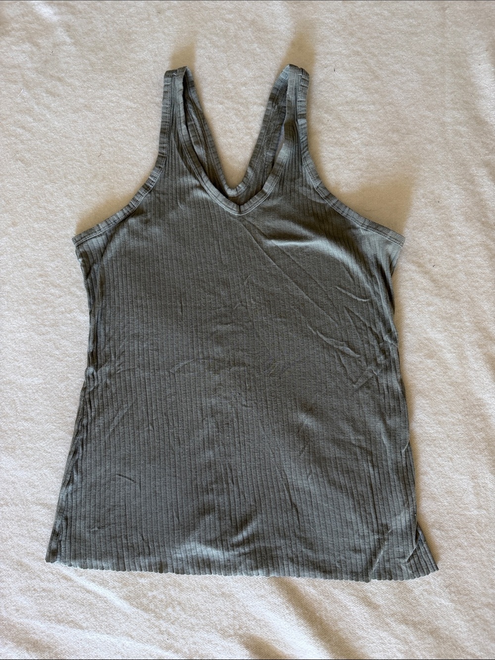 Nike Ribbed V-Neck Tank Top - Charcoal Gray